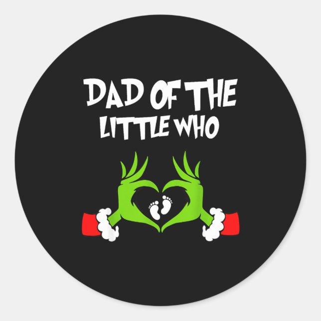 Christmas Pregnancy Announcement Funny Dad Of The  Classic Round Sticker (Front)