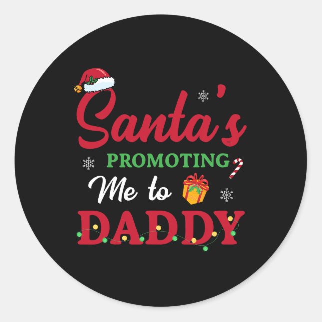 Christmas Pregnancy Announcement New Dad Mum Gift  Classic Round Sticker (Front)