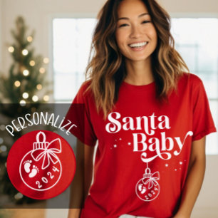 Christmas Pregnancy Announcement Santa Baby T-Shirt