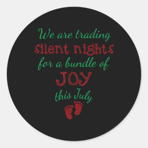 Christmas Pregnancy Announcement Shirt Due Date In Classic Round Sticker