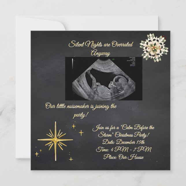 Christmas Pregnancy Chalkboard Invitation  (Front)