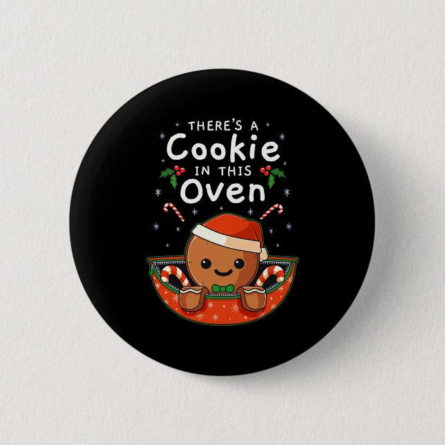 Christmas Pregnancy Gingerbread Man Baby Cookie In 6 Cm Round Badge (Front)