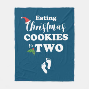 Christmas Pregnancy Mom To Be Xmas Eating Cookies Fleece Blanket