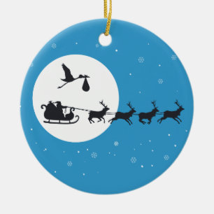 Christmas Pregnancy Ornament- Coming to Town Ceramic Ornament