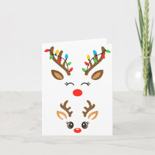 Christmas Pregnancy Reindeer Xmas Lights New Mom T Card