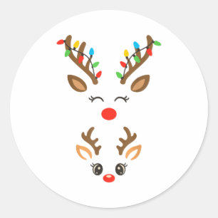 Christmas Pregnancy Reindeer Xmas Lights New Mom T Classic Round Sticker