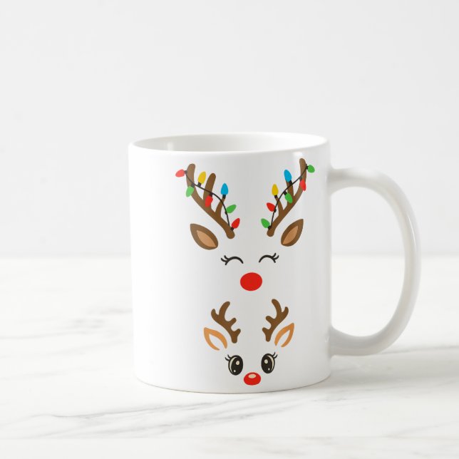 Christmas Pregnancy Reindeer Xmas Lights New Mom T Coffee Mug (Right)
