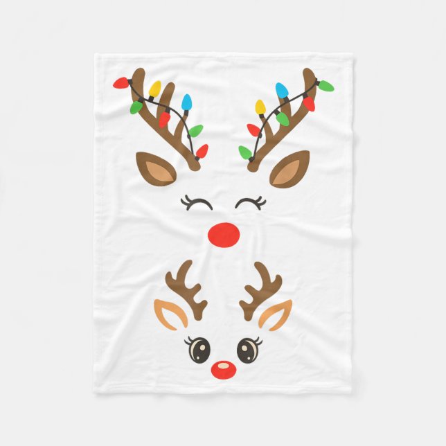 Christmas Pregnancy Reindeer Xmas Lights New Mom T Fleece Blanket (Front)