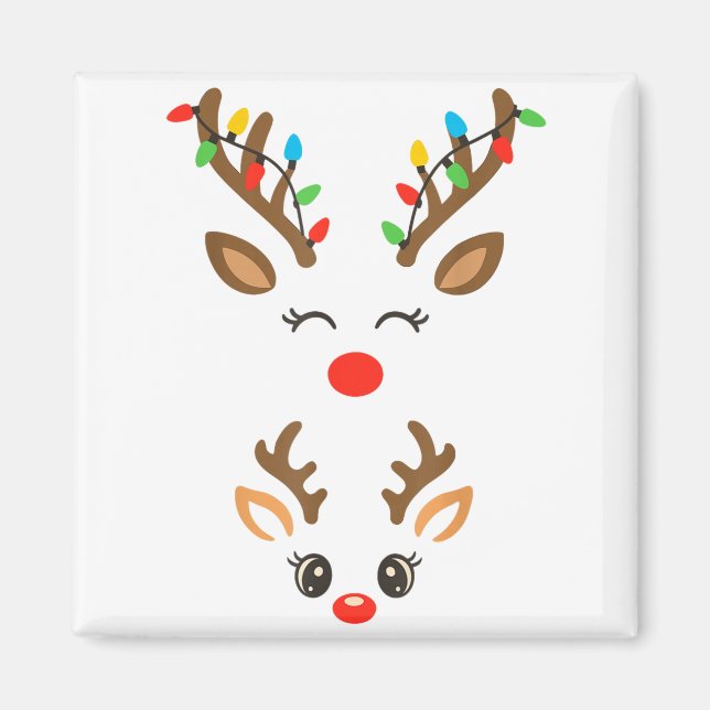 Christmas Pregnancy Reindeer Xmas Lights New Mom T Magnet (Front)