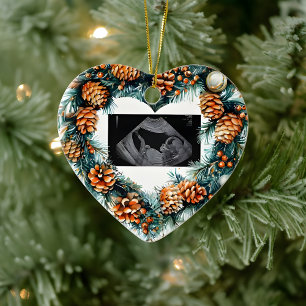 Christmas Pregnancy Ultrasound Baby On The Way Ceramic Ornament