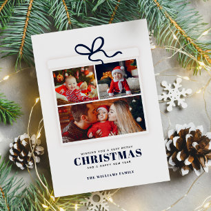 Christmas Present 3 Photo Collage Custom Holiday Card