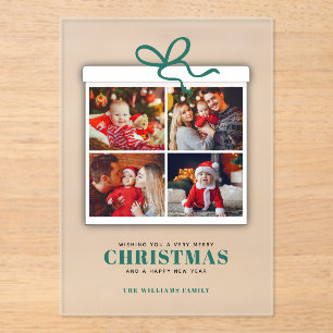 Christmas Present 4 Photo Collage Acrylic Invitations