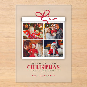 Christmas Present 4 Photo Collage Acrylic Invitations