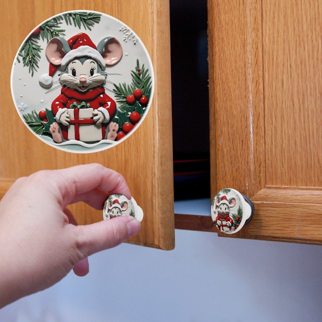 Christmas Present and Mouse Ceramic Knob (Creator Uploaded)