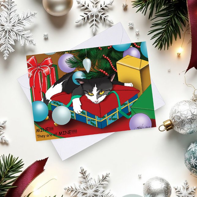Christmas Present Cat Holiday Card (Creator Uploaded)