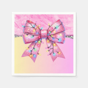 Christmas Present Croquette Bow Bling Glitter Xmas Napkin