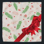 Christmas Present with Bow Bandana<br><div class="desc">Pet bed that looks like a wrapped Christmas present with a bright red bow. Has customisable present tag. Type your pet's name in the template before adding to cart.</div>