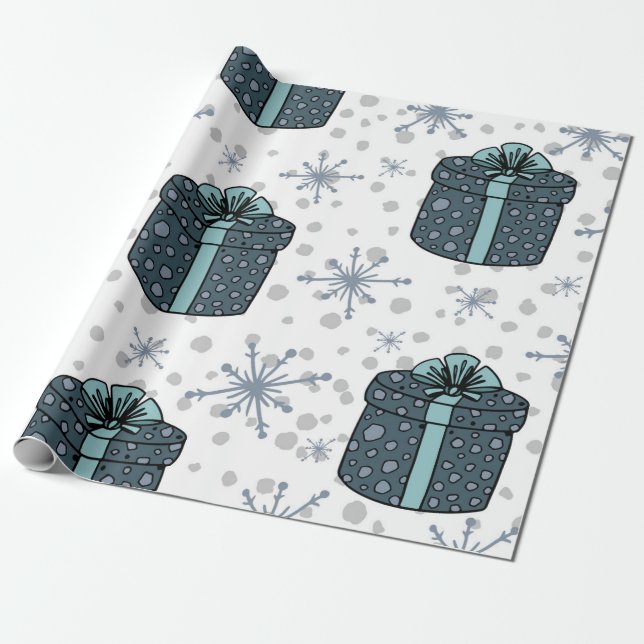 Christmas Present Wrapping Paper, Festive Holiday  Paper (Unrolled)