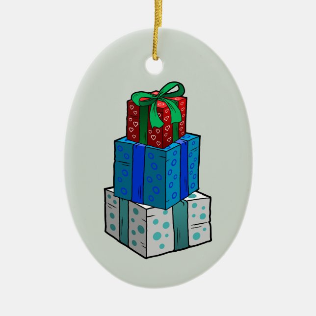 Christmas Presents Ceramic Ornament (Front)