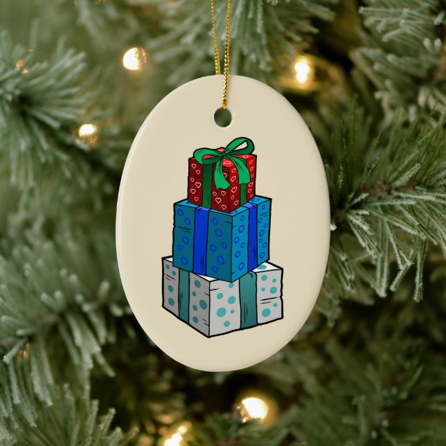 Christmas Presents Ceramic Ornament (Tree)