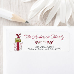 Christmas Presents Holly Berries Label Return Address Label