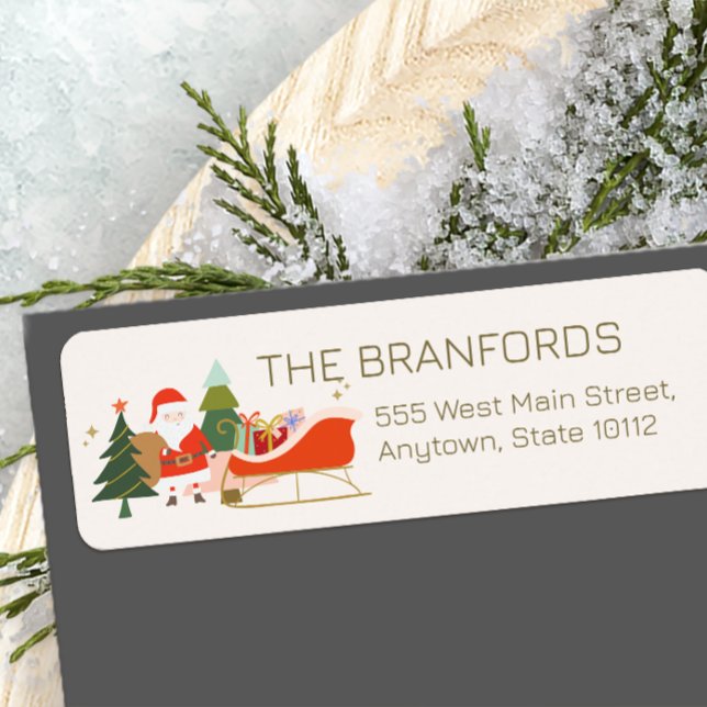 Christmas Presents on Santa's Sleigh Return Address Label (Creator Uploaded)