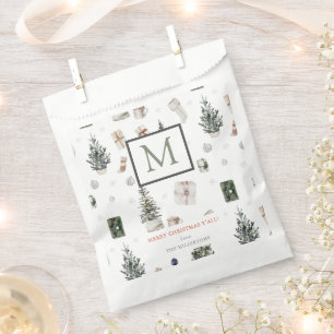 Christmas Presents & Trees Monogram Favour Bag