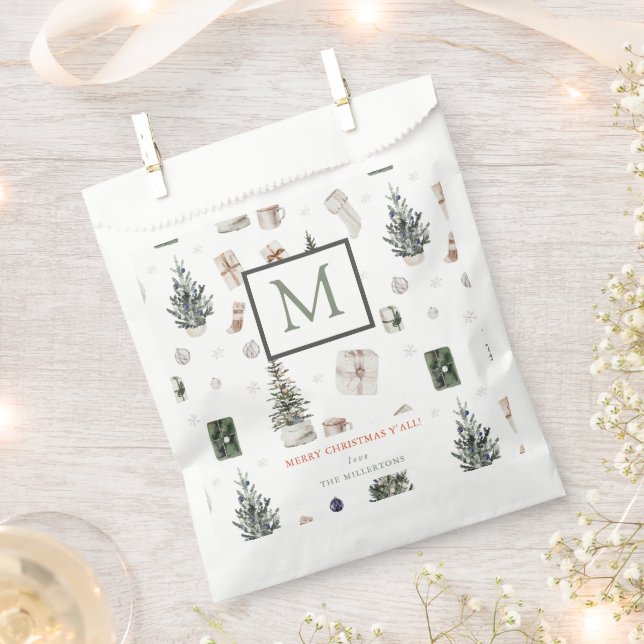 Christmas Presents & Trees Monogram Favour Bag (Clipped)