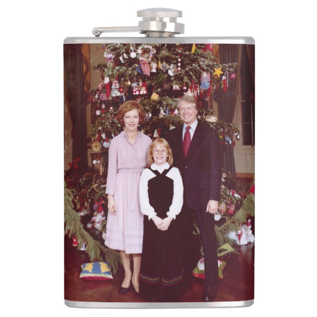Christmas President James Jimmy Carter White House Hip Flask (Front)