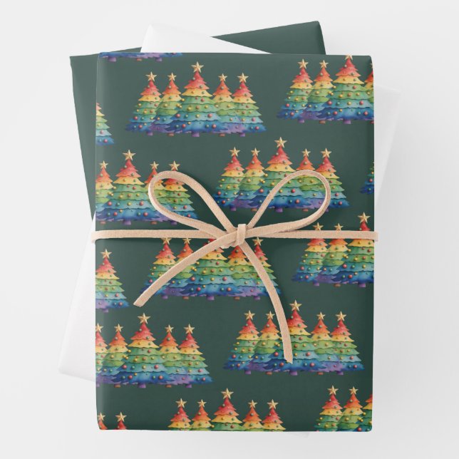 Christmas Pride Rainbow LGBTQ Equal Rights Gay  Wrapping Paper Sheet (In situ)