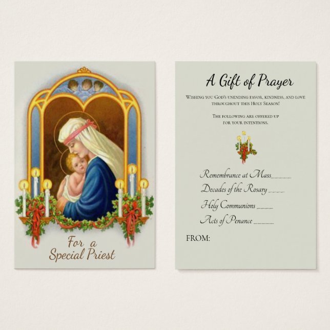 Christmas Priest Spiritual Bouquet Holy Cards (Front & Back)