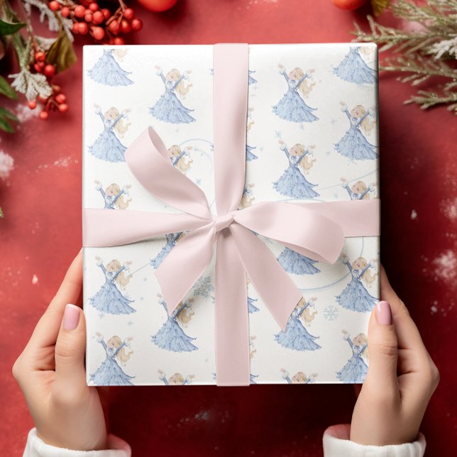 Christmas Princess Blue Winter Snowflakes Wrapping Paper (Creator Uploaded)