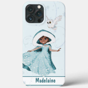 Christmas Princess Dark Hair Enchanted Owl Girls iPhone 13 Pro Max Case