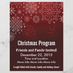 Christmas Program Red Snowflakes Flyer