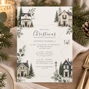Christmas Progressive Dinner Party Neighbourhood Invitation