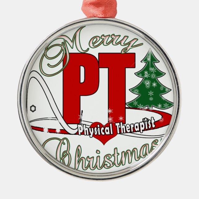 CHRISTMAS PT Physical Therapist Metal Tree Decoration (Front)