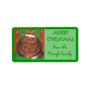 Christmas Pud 'from family' gift tag label
