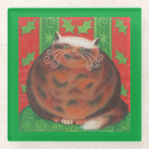 Christmas Pud glass coaster