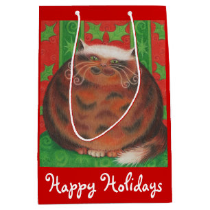 Christmas Pud Happy Holidays gift bag red