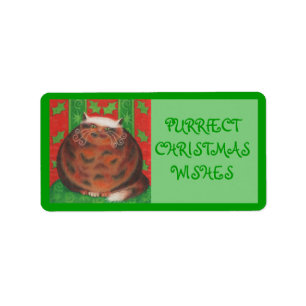 Christmas Pud 'Purrfect' gift tag label