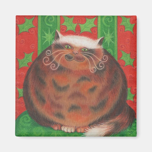 Christmas Pud square fridge magnet. Magnet (Front)