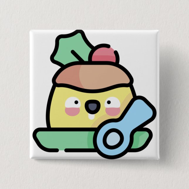 christmas pudding 15 cm square badge (Front)