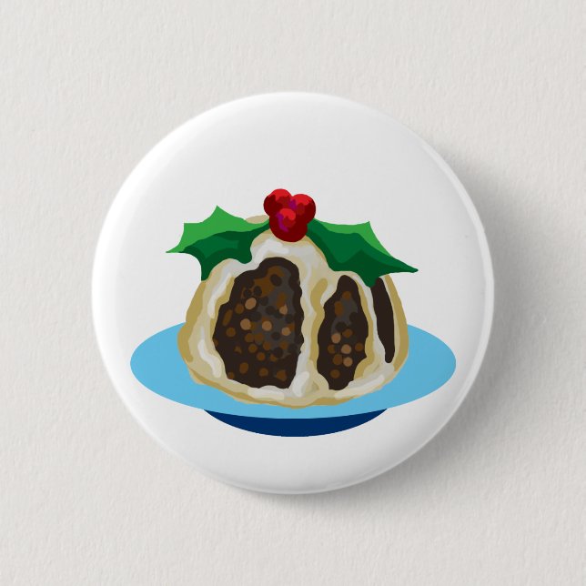 Christmas pudding 6 cm round badge (Front)