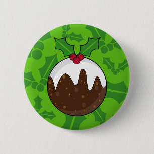 Christmas Pudding Button Badge