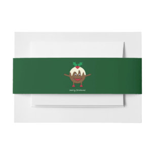 Christmas pudding cartoon character invitation belly band
