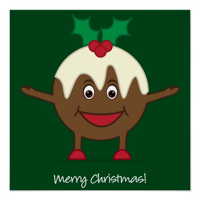 Christmas pudding cartoon character poster (Front)