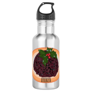 Christmas pudding cartoon illustration 532 ml water bottle
