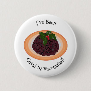 Christmas pudding cartoon illustration 6 cm round badge