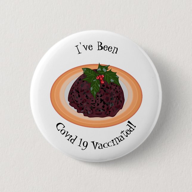 Christmas pudding cartoon illustration 6 cm round badge (Front)