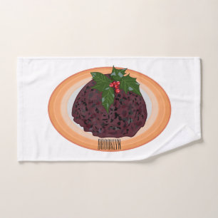 Christmas pudding cartoon illustration bath towel set